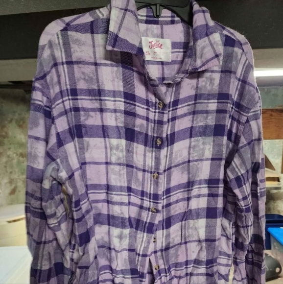 Justice Other - Purple Plaid Button-Up Shirt